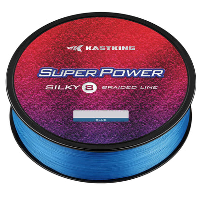 KastKing Superpower Silky8 Braided Fishing Line, Blue, 8 Strand, 15LB, 300Yds