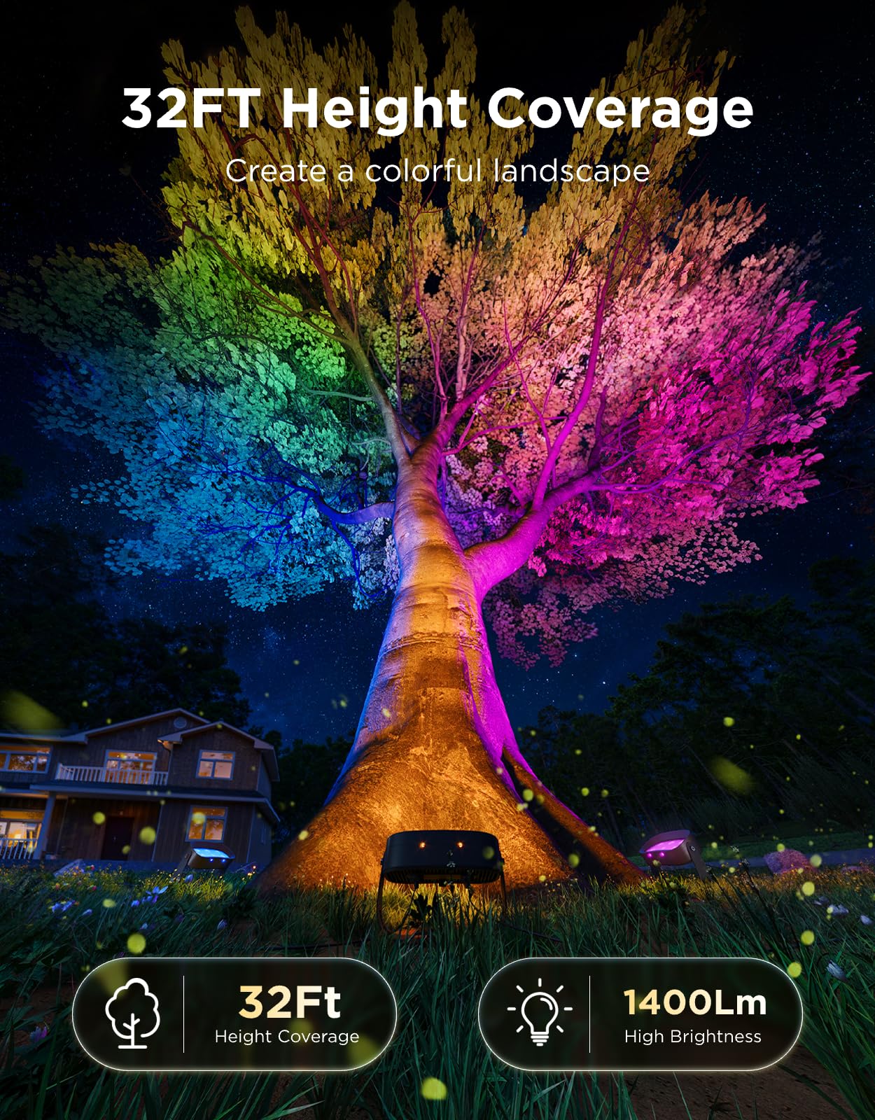 Govee Outdoor Tree Lights 3-Pack, RGBWIC LED Landscape Lighting, Outdoor Lights for Yard Garden Patio, 66 Scene Modes for Holiday Party and Event, App Control, Google Assistant, Matter