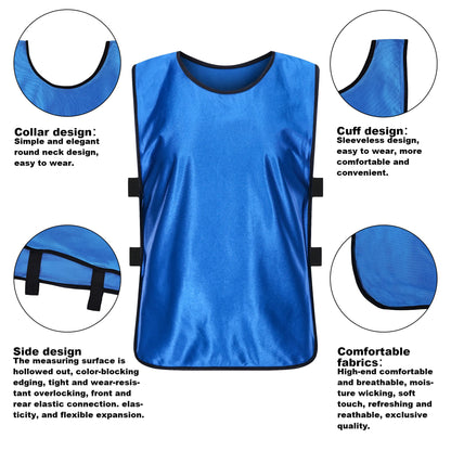 RE-HUO 6 Pack Scrimmage Vests/Sport Basketball Pinnies/Soccer Bibs for Kid and Adult (Navy Blue, L)