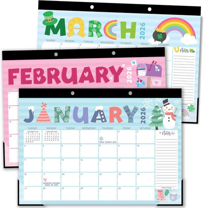 Large Teacher Desk Calendar 2026-2027 - 18-Month Desktop Calendar for Home, Office & Classroom | Cute Teacher Gifts