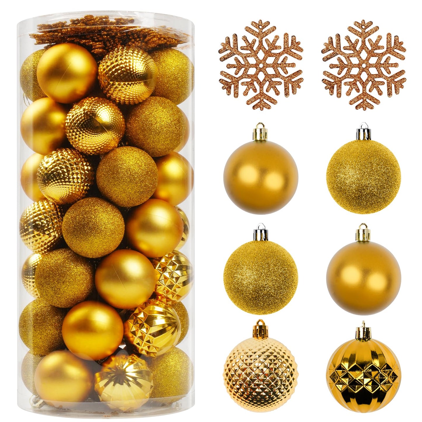 Christmas Tree Decorations Ornament Set, 60ct 2.36 Inches Gold Shatterproof Christmas Ball Ornaments, Hanging Ball for Xmas Holiday Wedding Party Decor