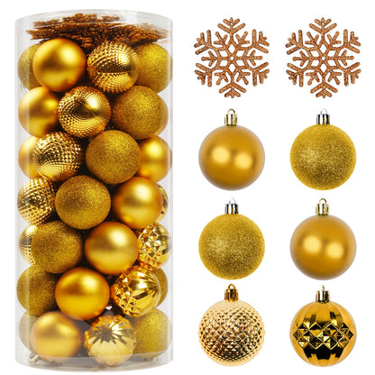 Christmas Tree Decorations Ornament Set, 60ct 2.36 Inches Gold Shatterproof Christmas Ball Ornaments, Hanging Ball for Xmas Holiday Wedding Party Decor