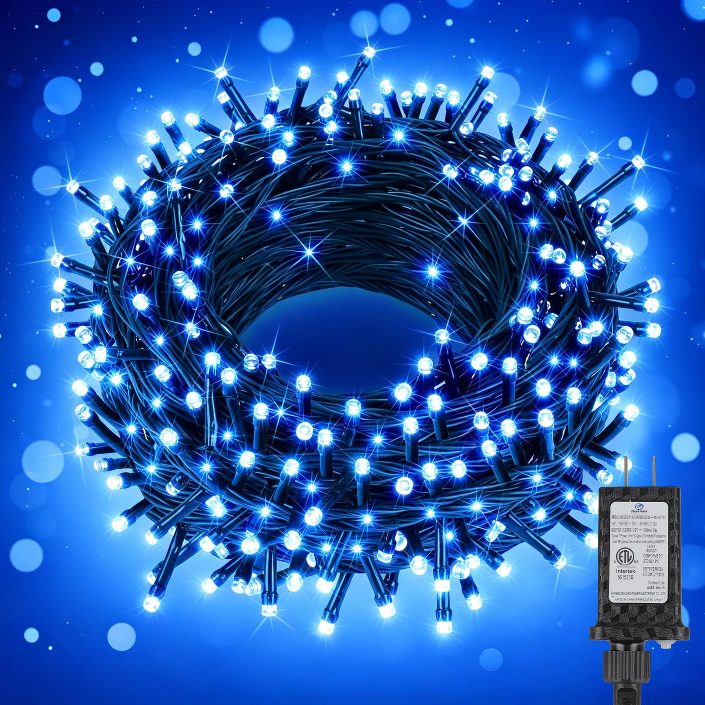 Extra Long 132ft Christmas Decorative Mini Lights, 400 LED Green Wire Fairy Starry String Lights Plug in, Timer & Memory & 8 Modes, for Indoor Outdoor Xmas Tree Wedding Party Decoration,Blue