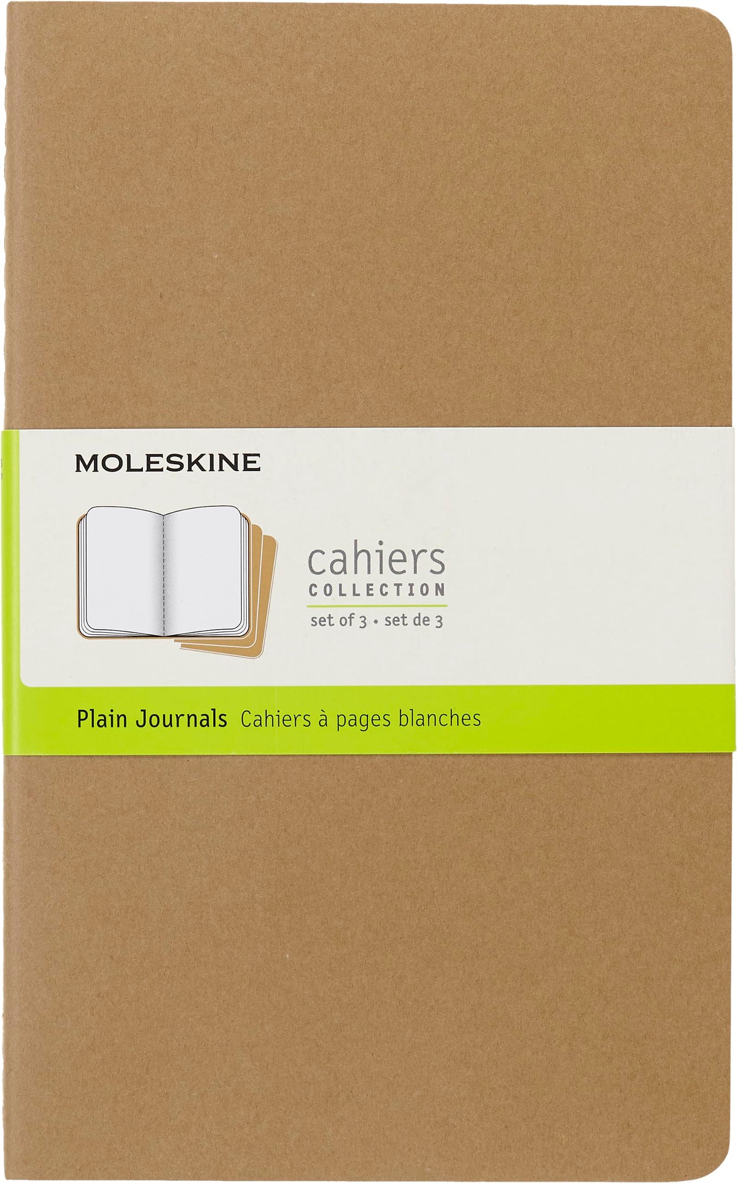 Moleskine Cahier Journal, Soft Cover, Large (5" x 8.25") Ruled/Lined, Black, 80 Pages (Set of 3)