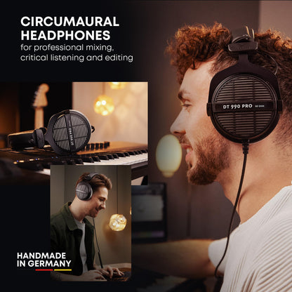 beyerdynamic DT 990 Pro 250 ohm Over-Ear Studio Headphones for Mixing, Mastering, and Editing