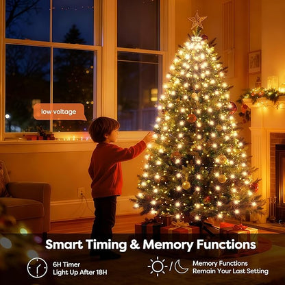 Christmas Tree Lights with Remote 280 LEDs Christmas Lights for Tree with 8 Lighting Modes, Timer and Memory Function, Indoor Outdoor String Lights for 4 ft-7 ft Xmas Tree Decorations(WarmWhite)
