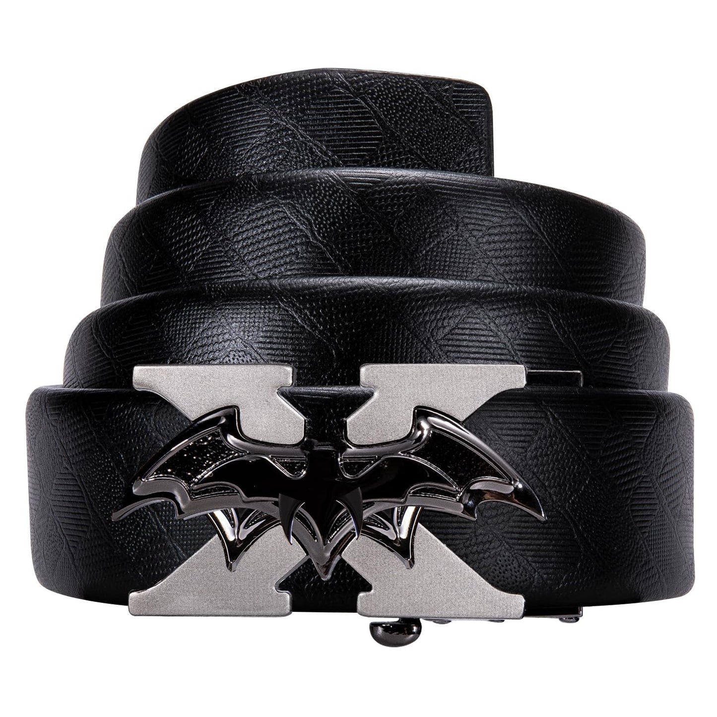 Dubulle Men Designer Belt Genuine Leather Black Fashion Adjustable Sliding Automatic Buckle for Casual Party Gift