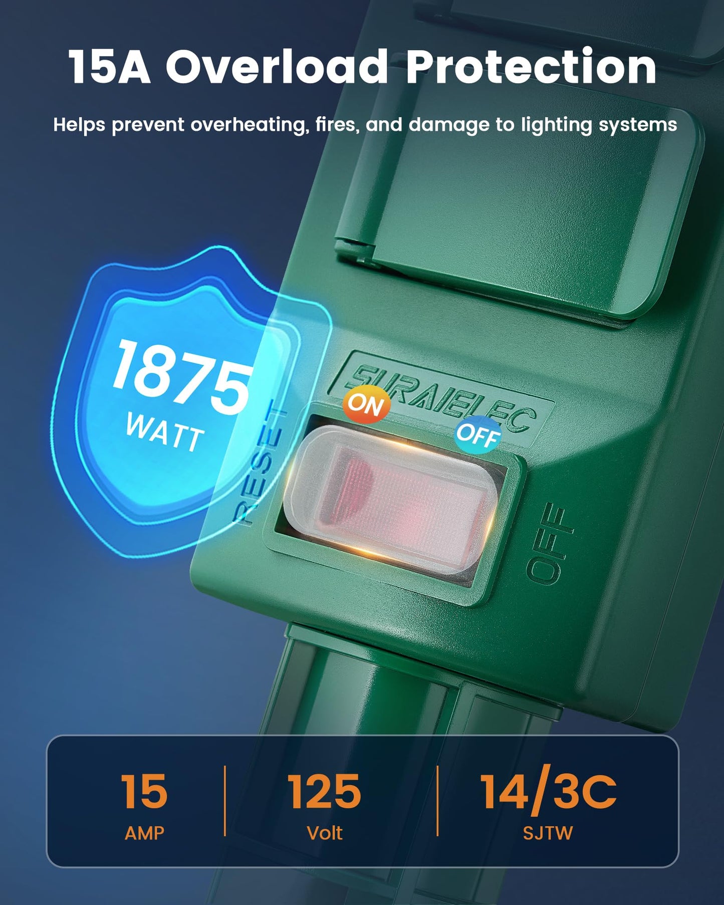 SURAIELEC Outdoor Power Stake Timer Waterproof, 100FT Wireless Remote Control, Dusk to Dawn Timer, 6 Grounded Plug Outlets, Power Strip for Christmas Lights, Garden, Patio, Outdoor Lights, 6FT