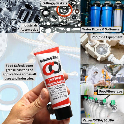 Captain O-Ring - NSF Food Grade Silicone Lubricant Grease for O-Rings, Seals, Gaskets, Pumps, Pool Spa, Plumbing, Faucets, Valves, More (1.76oz, 50g)