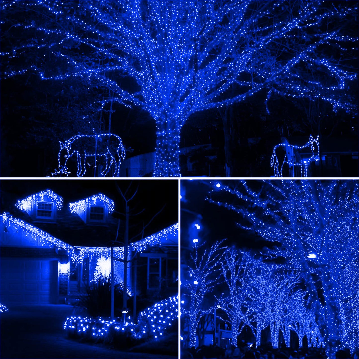 XTF2015 105ft 300 LED Christmas String Lights, End to End Plug 8 Modes Christmas Lights UL Certified Outdoor Indoor Fairy Light Christma s Tree, Patio, Garden, Party, Wedding, Holiday (Blue)