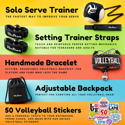 VbStar Volleyball Training Equipment Aid - Practice Your Serving, Setting & Spiking with Ease, Great Solo Serve & Spike Trainer for Beginners & Pro, Perfect Volleyball Gift