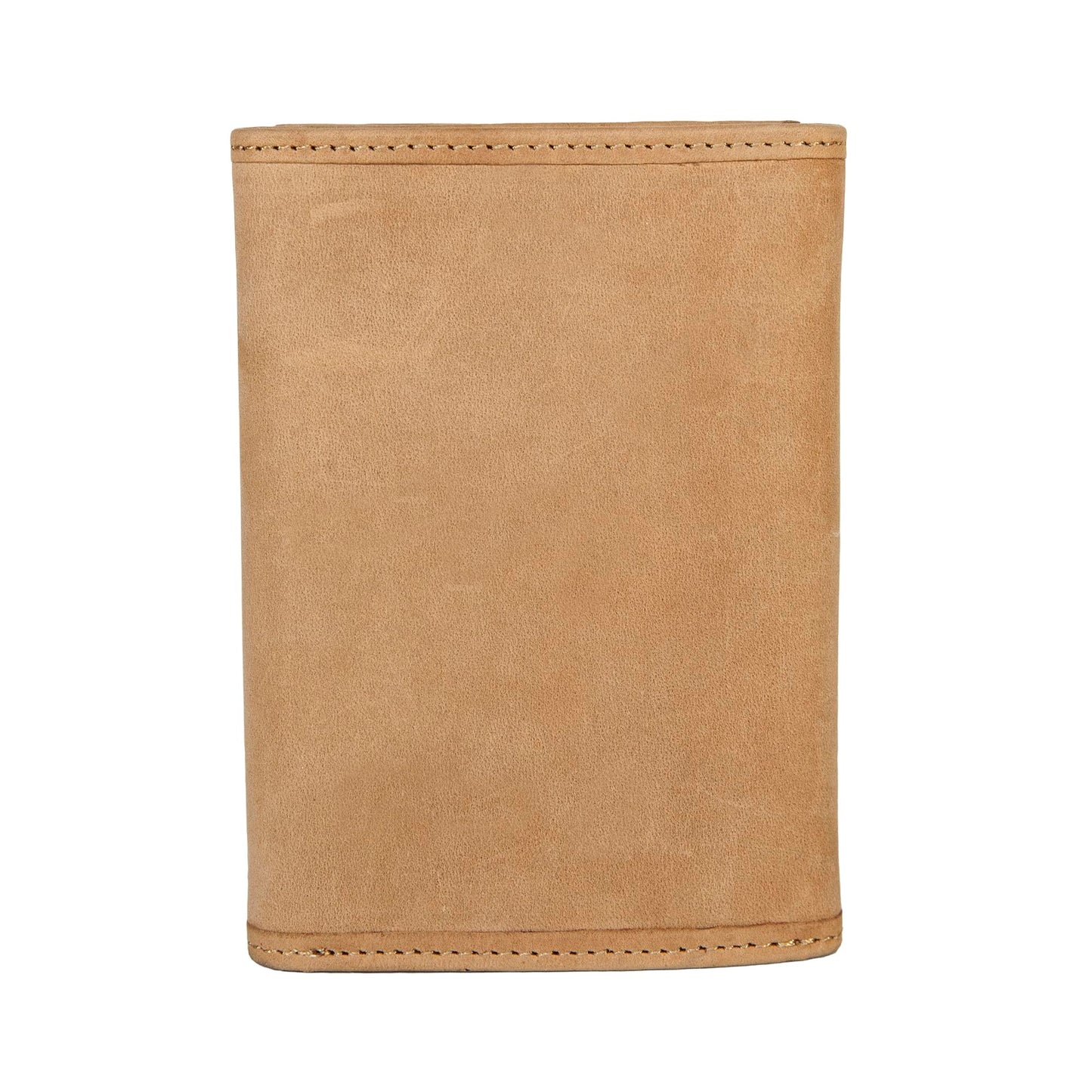 Lucky Brand American Flag Embossed Leather Trifold Wallet for Men with RFID Blocking, Tan