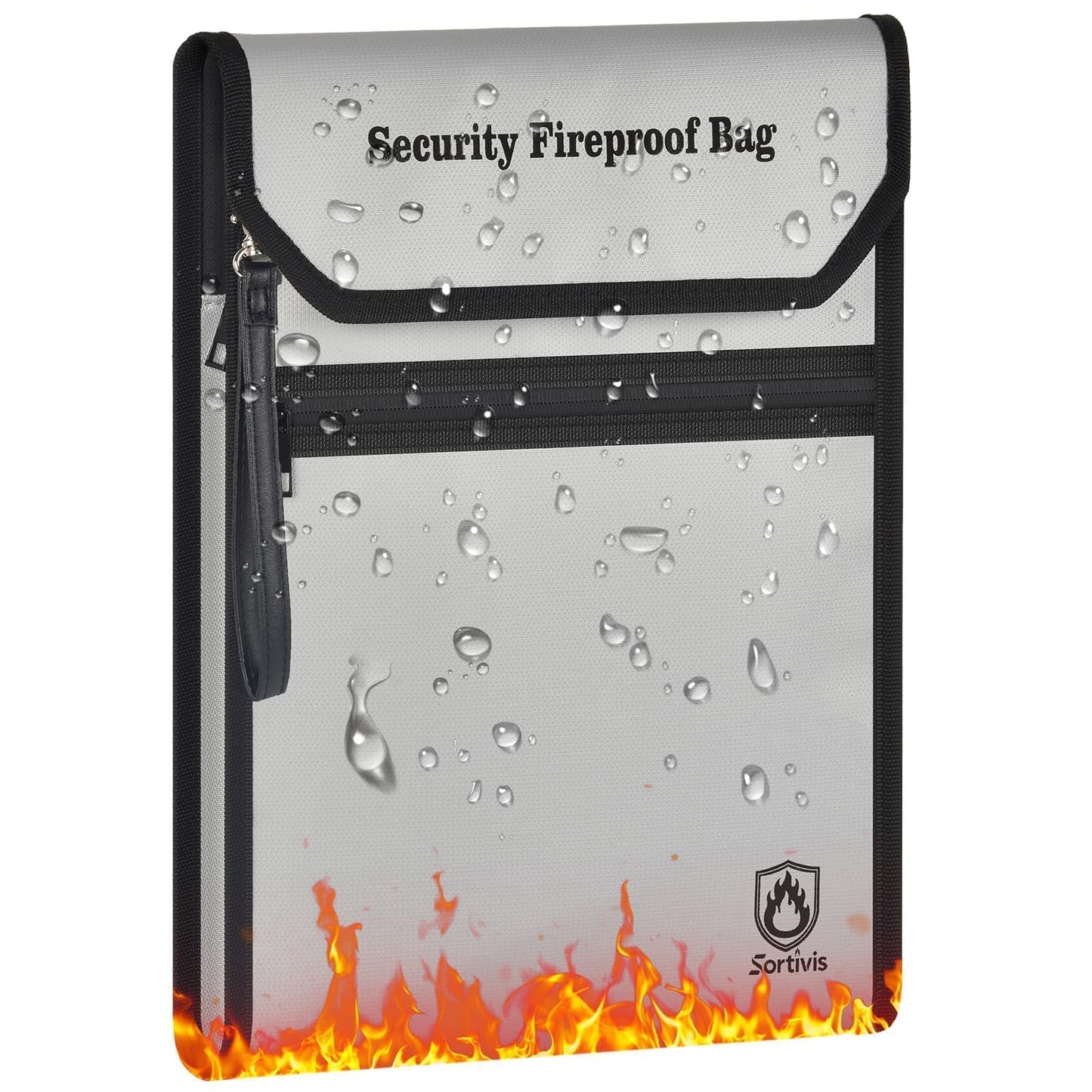 Sortivis Expandable Fireproof Document Bag for Important Documents, Vertical File Organizer with Front Pocket, Water-Resistant Document Holder for Passport, Certificates, Legal Papers & Tablet (Case)