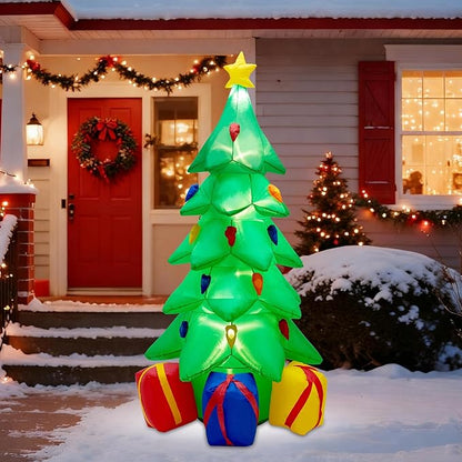 7 FT Inflatable Christmas Tree, Christmas Tree with 3 Gift Wrapped Boxes, Christmas Decoration for Indoor Outdoor Yard Garden