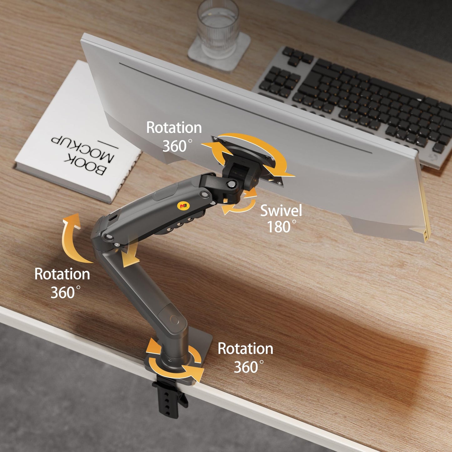 NB North Bayou Monitor Mount,Fits 17-30" or Bigger Computer Monitors(Within 19.8lbs), Adjustable Stand with Tilt Rotation Swivel Function, Desk Mount F80