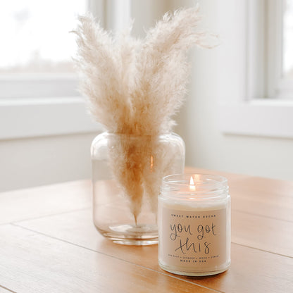 Sweet Water Decor You Got This Candle - Encouragement Gifts for Women, Graduation Gift, New Job Gift, Positive Affirmation - 9oz Clear Jar, 40 Hour Burn Time, Made in The USA