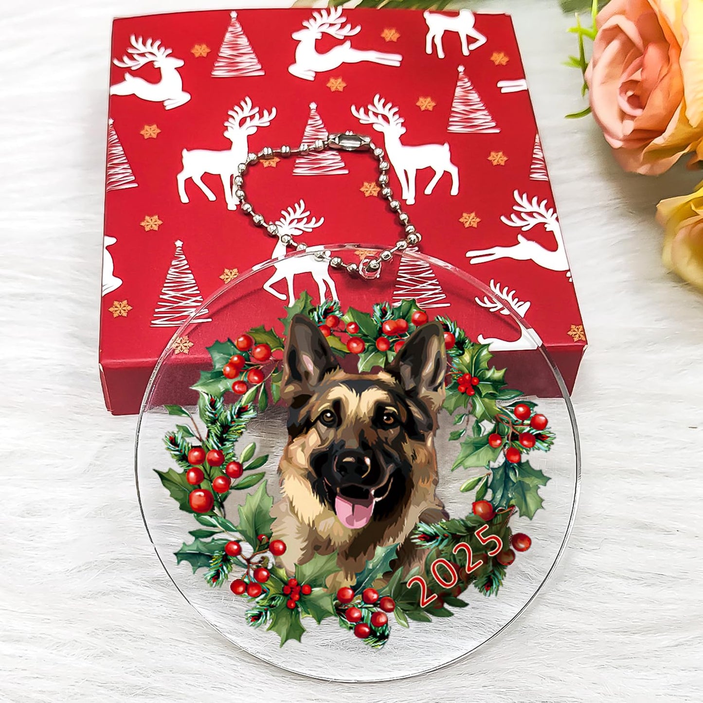 German Shepherd Ornament, Dog Christmas Ornaments 2025, Dog Ornaments for Christmas Tree - German Shepherd Gifts for Women, Men, German Gifts