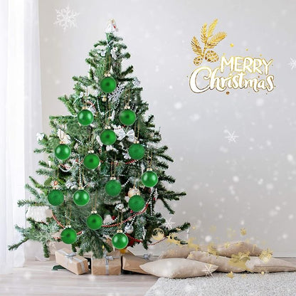 30ct Christmas Day Ball Ornaments Decorations, 2.36" Shatterproof Christmas Tree Decorations, Perfect Hanging Ball for Indoor/Outdoor Holiday Wedding Party Christmas Day Decor (Green)