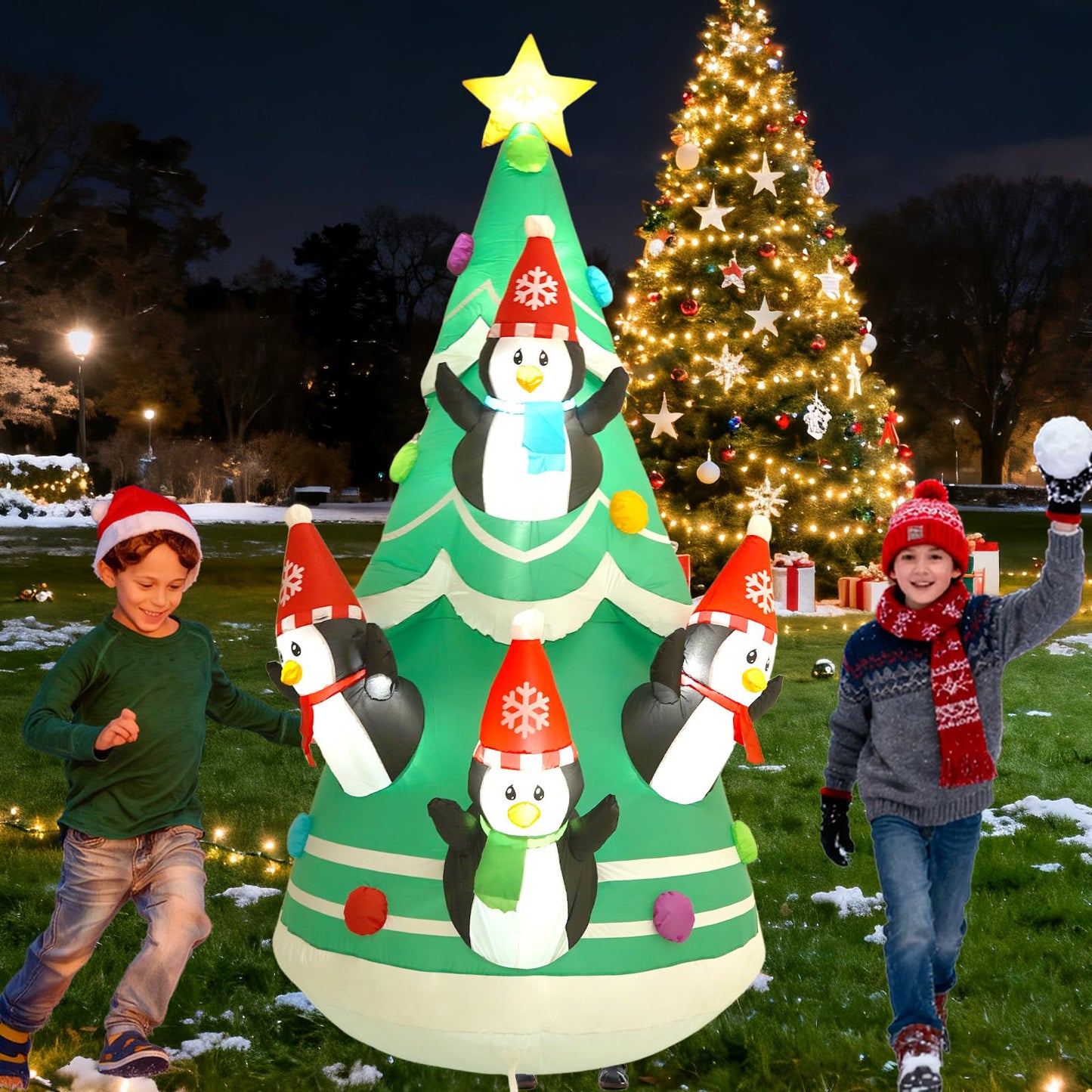 InfleasJoiy 10FT Christmas Tree Inflatable Decoration with Built-in LED Lights, Christmas Outdoor Inflatable Decoration for Lawn, Yard, Garden, Patio