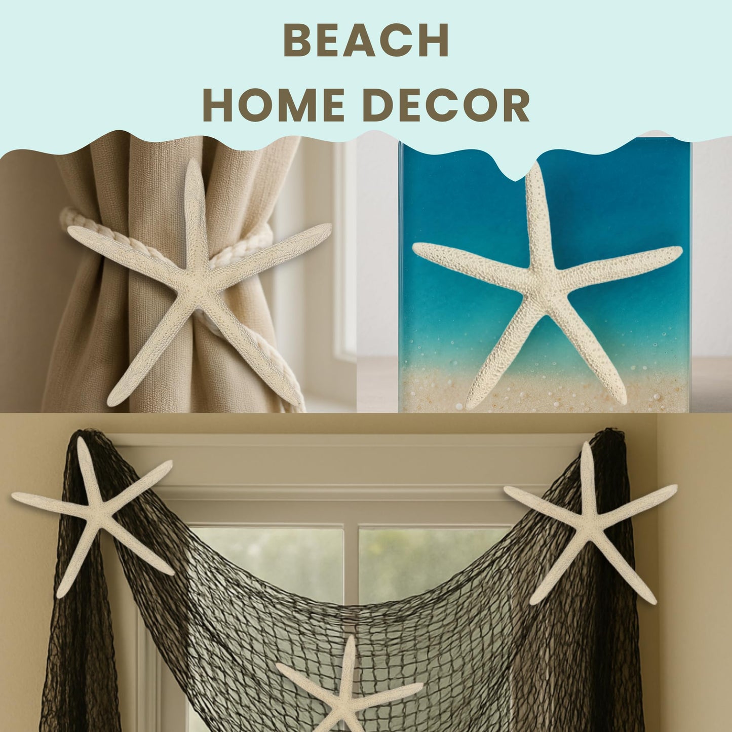 Starfish Decor - Star Fish for Craft - 10pk Uniquely Shaped 6-8" White Real Sea Stars - Beach Wedding Decor - Coastal Party Decorations