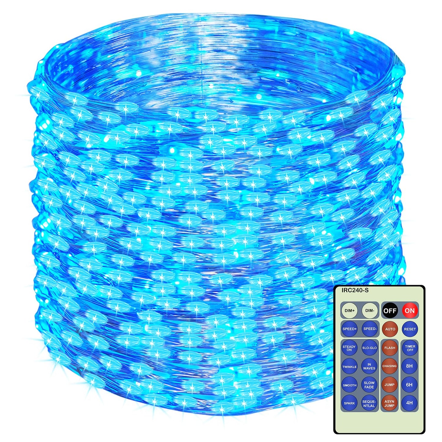 Decute 500LED 164FT Fairy String Lights Halloween Lights Silver Wire with Remote, Firefly Starry Light for DIY Christmas Tree Costume Wedding Party Table Centerpiece Decor Blue