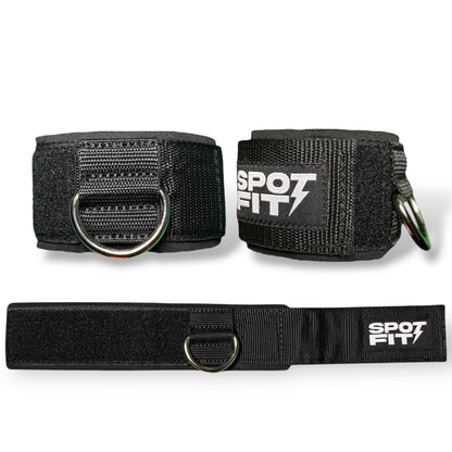 SPOTFIT Ankle Strap for Cable Machines (Pair) - Neoprene Fitness Cuffs with D Ring for Glute & Leg Workouts, Home & Gym Use, Includes Carry Bag