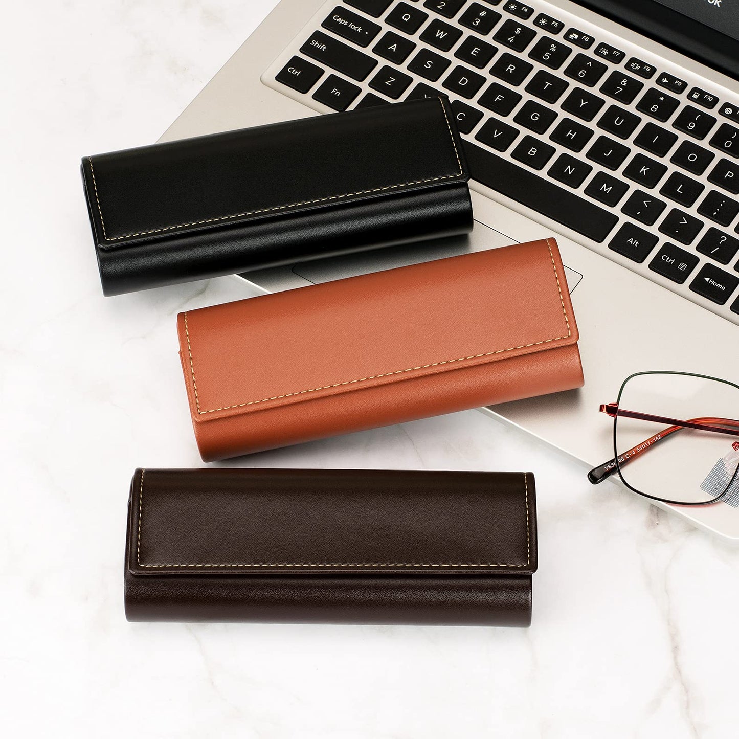 Vemiss Hard Shell Eyeglass Cases, Lightweight Portable Glasses Case for Women Men (Z-brown)