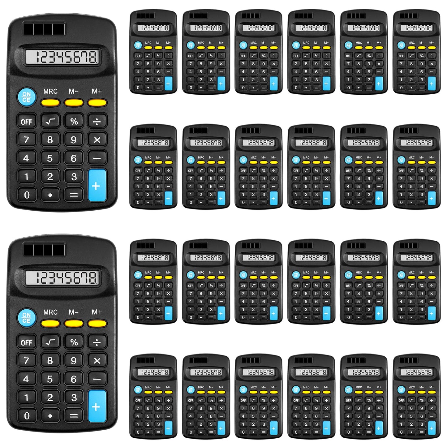 Loccmat 24 Pieces Pocket Calculator,Pocket Size Mini Calculators,Solar Battery Dual Power Function Calculator,8 Digit Display Basic Calculator for Students Kids Home Office(Black)