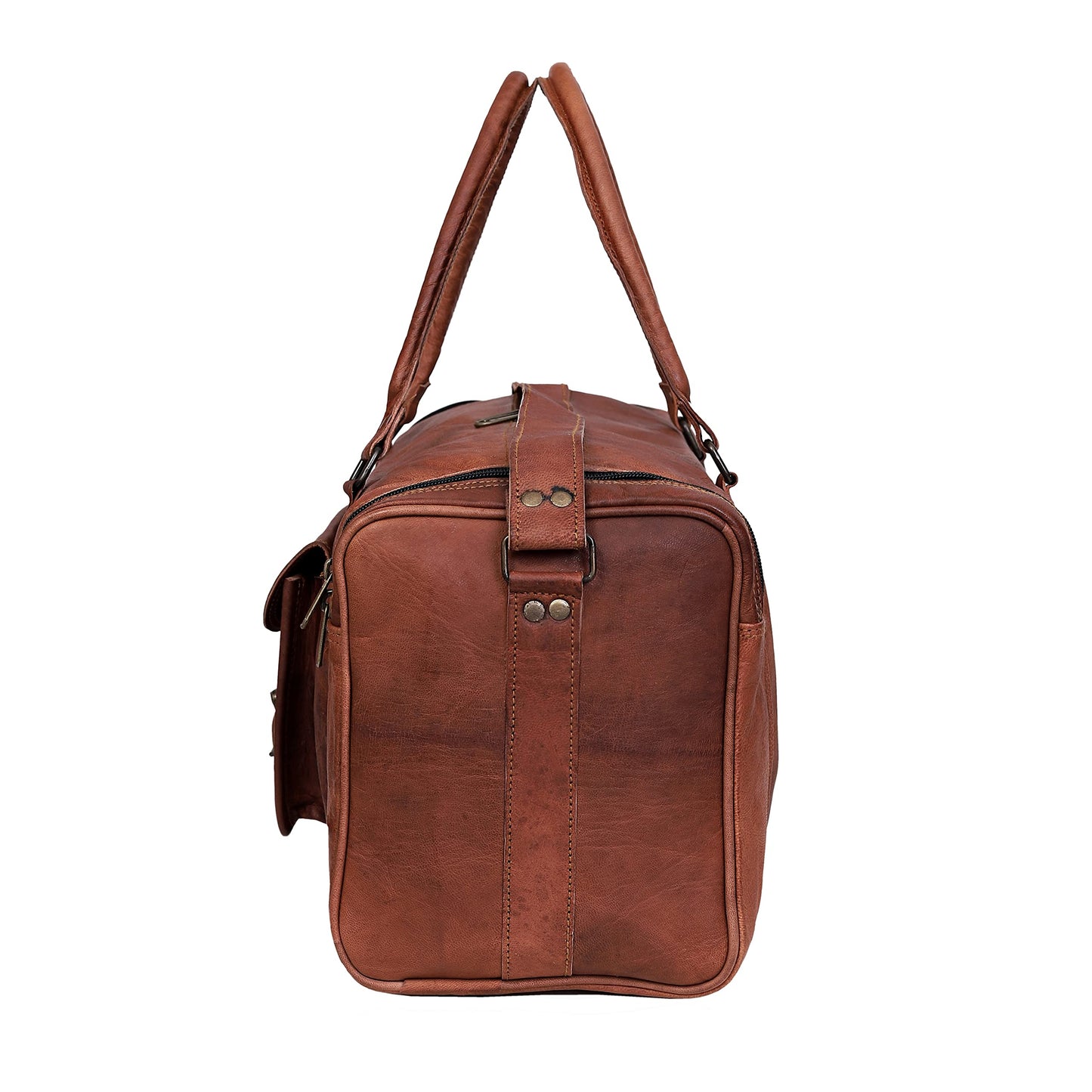 24 Inch Large Leather Duffel Travel Duffle Gym Sports Overnight Weekender Bag (brown)