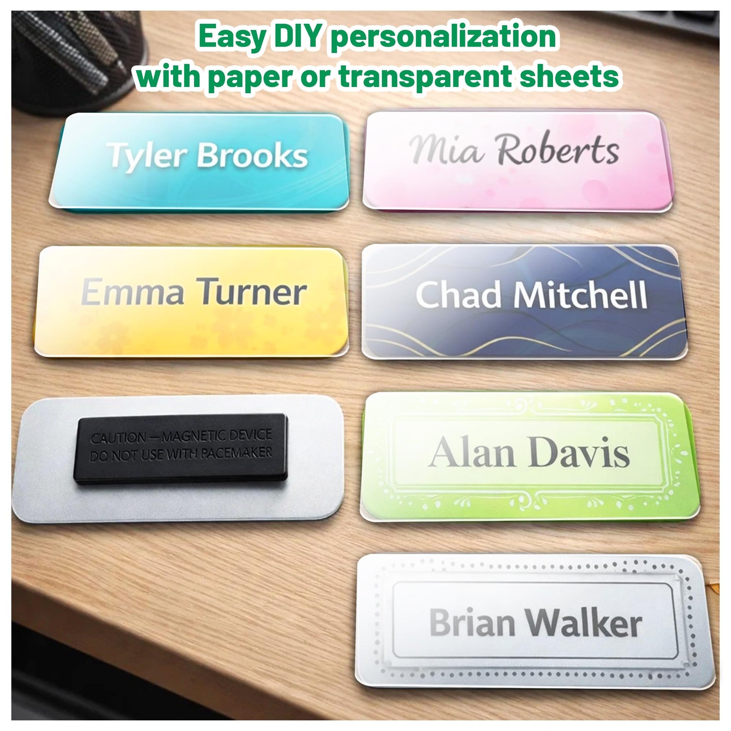CiLoN 10 Pack Engravable Magnetic Name Badge Holder + Clear Acrylic Cover.