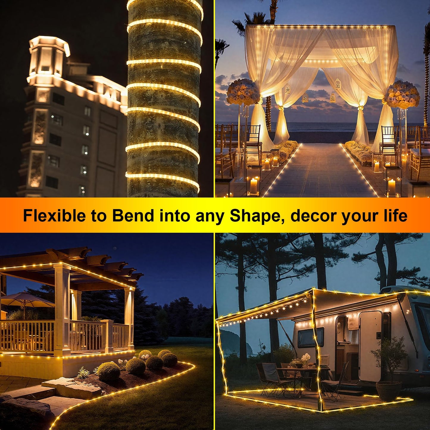 2 Pack Battery Powered String Lights Waterproof with Remote Total 66ft 200LED Timer 8 Modes Battery Operated Outdoor Lights for Christmas Decor Trampoline Camping Tents, Warm White