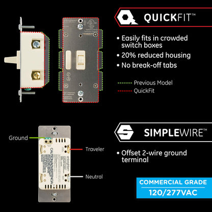 Enbrighten Almond Z-Wave Plus Smart Light Switch with QuickFit and SimpleWire, 3-Way Ready, Compatible with Alexa, Google Assistant, ZWave Hub Required, Repeater/Range Extender, Toggle, 14293