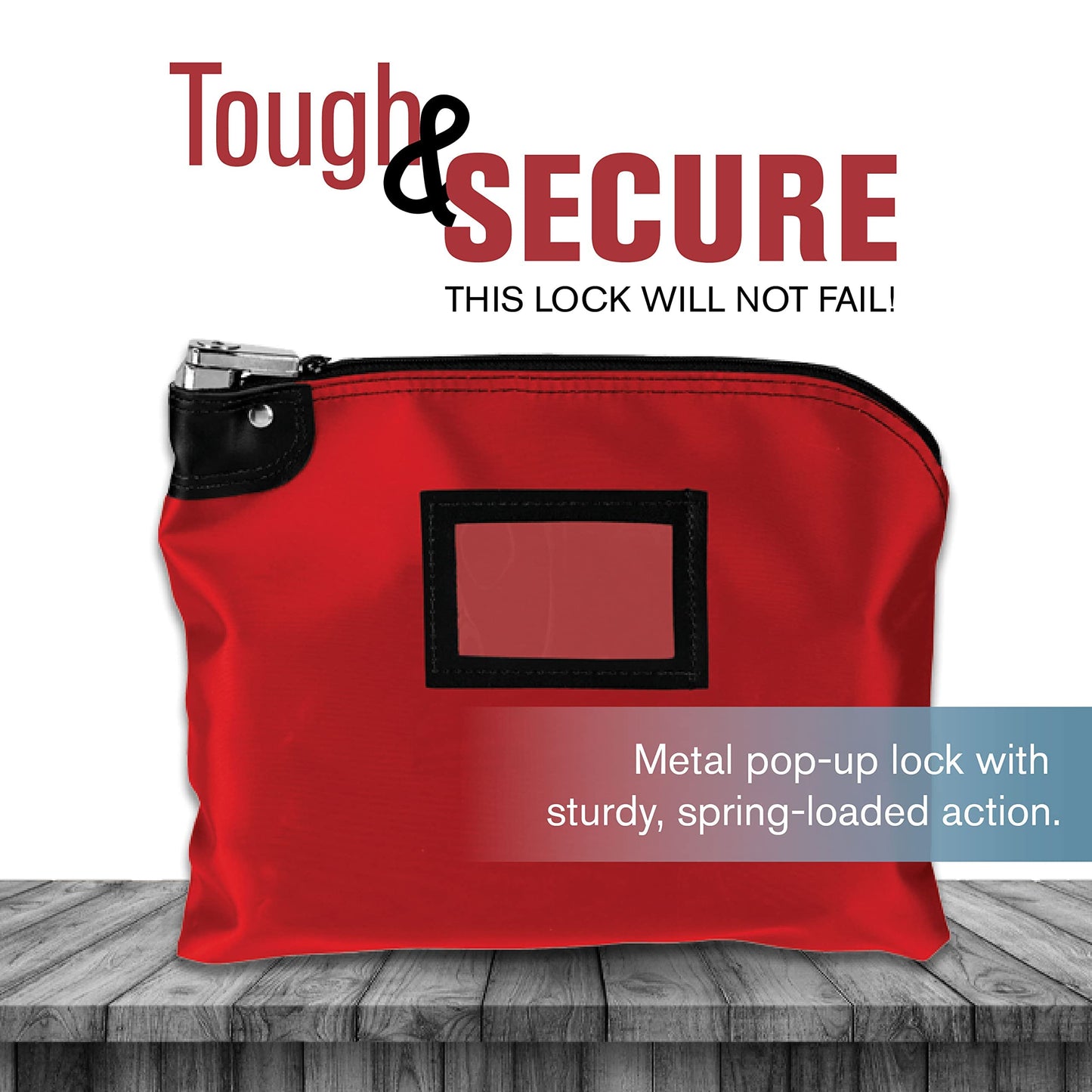BankSupplies Laminated Nylon Locking Deposit Bag Red 15 Inches W by 11 Inches H HIPAA Compliant Puncture-Resistant Double-Stitched Seams 2 Keys Included