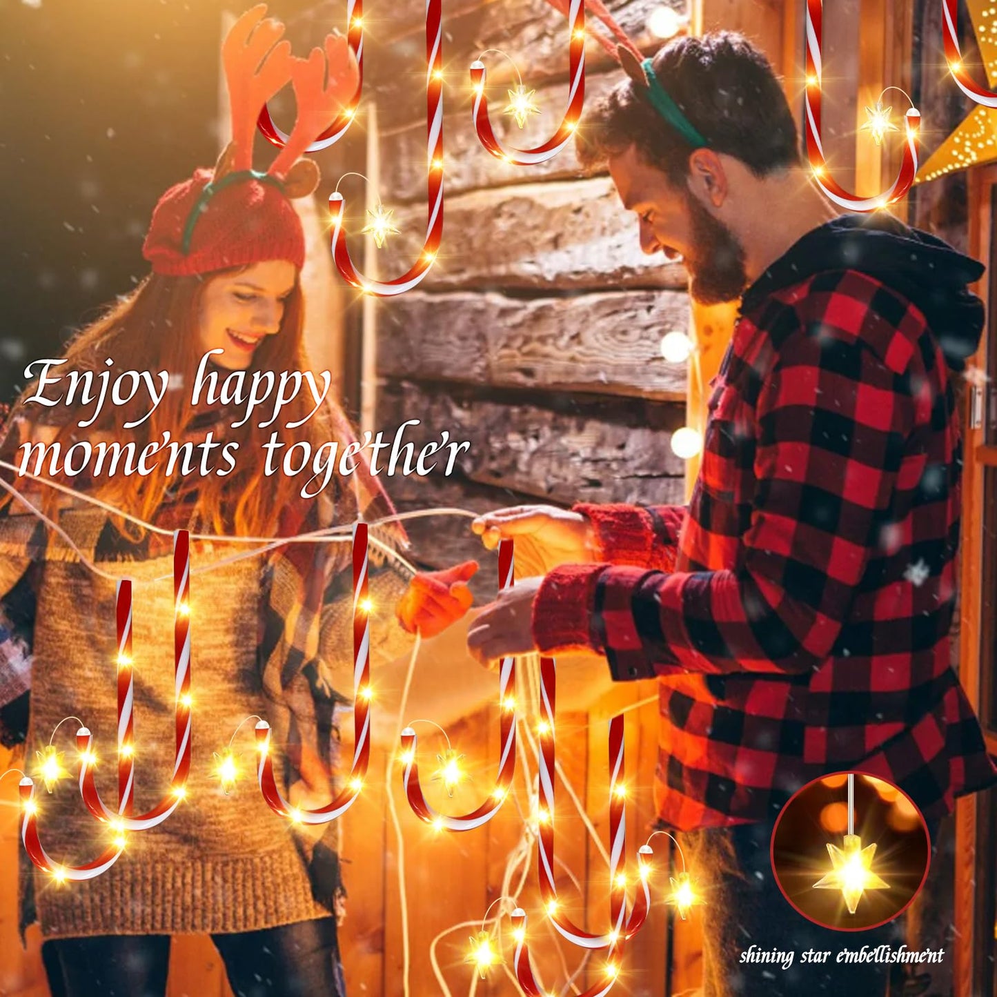 12 Pack Outdoor Christmas Decorations Solar Candy Cane Lights Solar Christmas Pathway Lights Outdoor Waterproof with Star & Bright LED 8 Modes Xmas Decorations for Outside Yard Garden