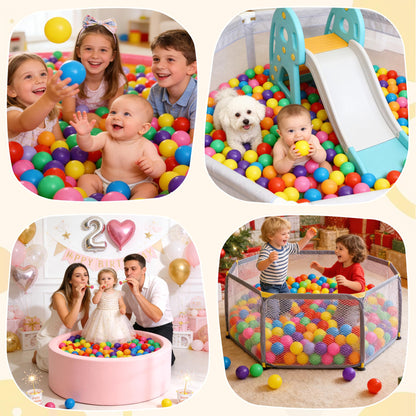 Hovenlay Ball Pit Balls Phthalate Free BPA Free Crush Proof Plastic - 7 Bright Colors in Reusable Play Toys for Kids with Storage Bag