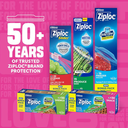 Ziploc Snack Bags with EasyGuide Texture, Small Plastic Storage Bags with Grip 'N Seal Technology, 280 Bags Total