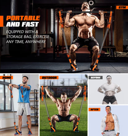 KUTIZE Pilates Bar Kit with Resistance Bands, Heavy Duty Pilates Equipment for Men, Training Bands with Handles for Legs, Hip, Back, Arm, Abs, Chest, Shoulders, Portable Home Gym Workout Equipment