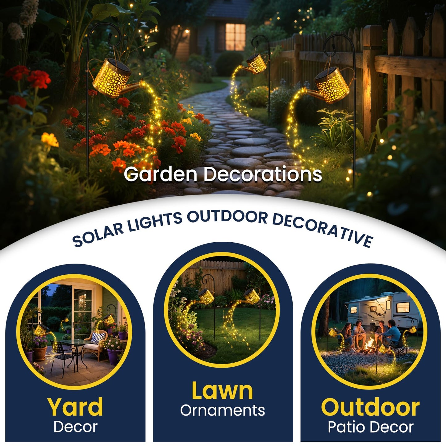 BETOLEAN Solar Lights Outdoor Decorative, 2 Pack Metal Watering Can Lights Outdoor Waterproof, Small Patio Light Yard Lawn Pathway Decor, Gardening Gifts for Women Mom Grandma