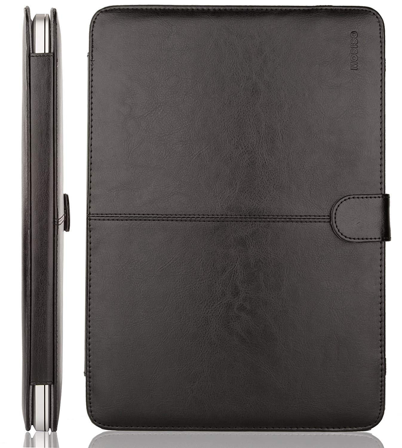 MOSISO Case Compatible with MacBook Air 13.6 inch M4 M3 M2 2025-2022 /Air 13 M1 2022-2018 /Pro 13 inch M2 M1 2025-2016, PU Leather Portfolio Protective Stand Cover, Black