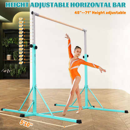 FC FUNCHEER Gymnastics bar,5FT/6FT Horizontal Bars, Adjutable Gymnastic Bar for Kids Ages 5-20, 35.4" to 59"/45" to 71", Weight Limit 500 LBS,Home Gym Equipment