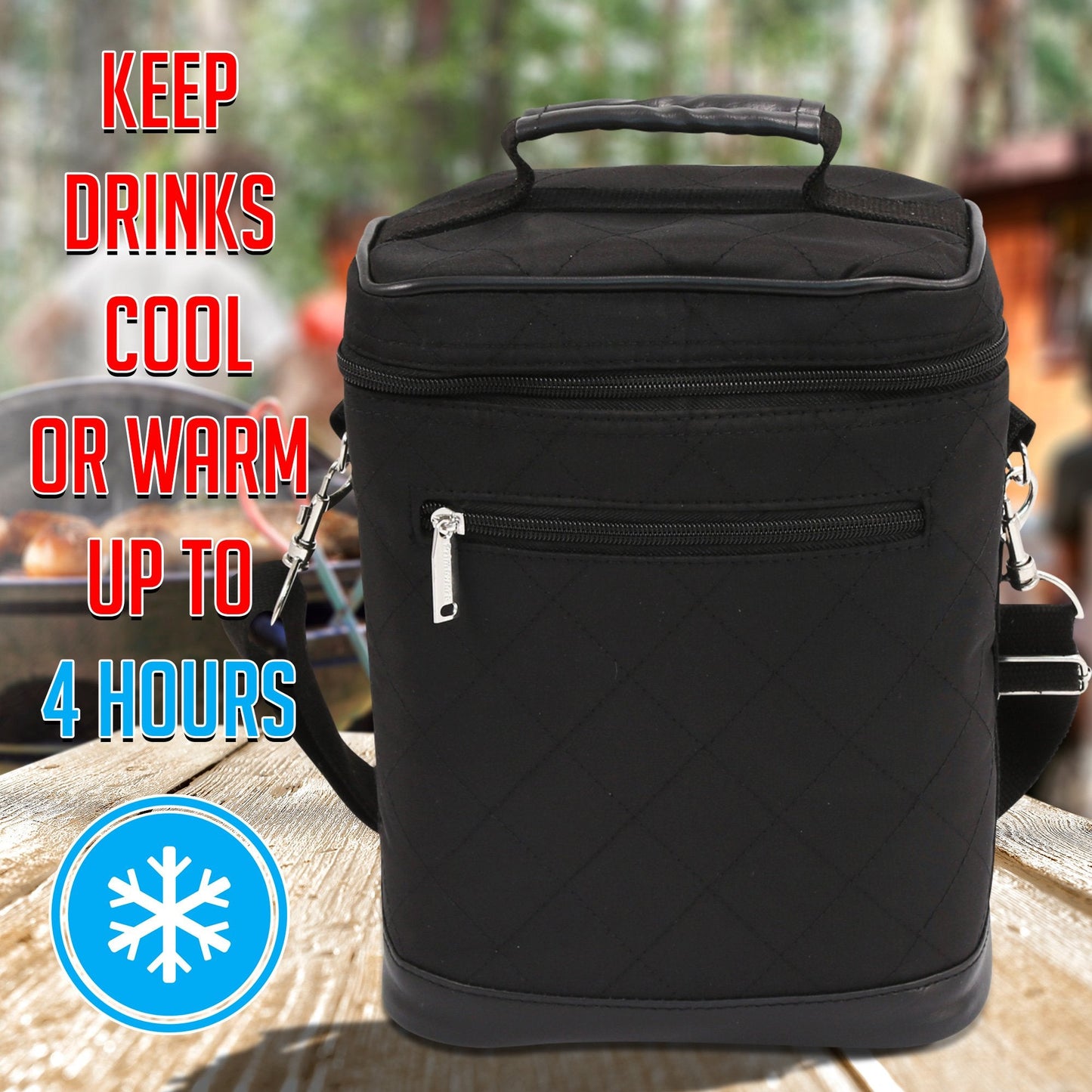 Primeware 6 Pack Bottle Beer Bag Extra Thick Insulation Keeps Drinks Cold Multi-Use for Water, Beer, Coffee or Any Other Beverage, BYOB & Barbecues (Black)