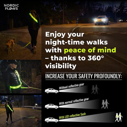 Rechargeable LED Safety Vest - Reflective Lighted Sash for Night Running | Dog Walking Gear