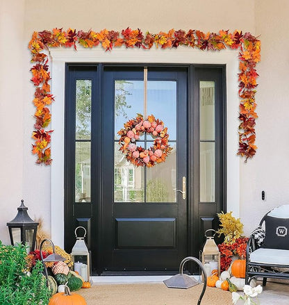 Lvydec 2 Pack Fall Garland Decoration - 5.8ft/Strand Artificial Maple Garland Colorful Leaves Autumn Decor for Home Wedding Party Thankgiving (Mixed Color)