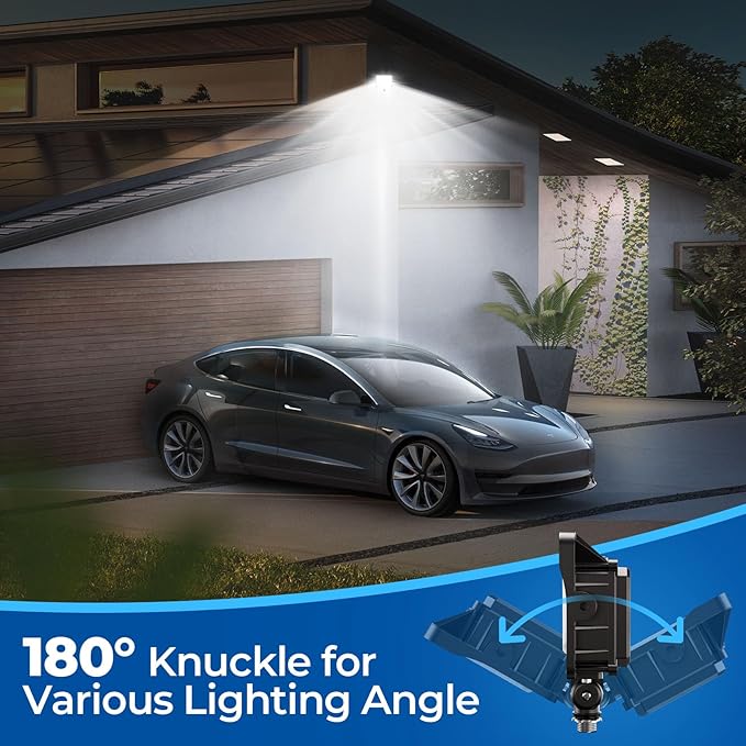 CINOTON Dusk to Dawn LED Flood Light Outdoor 50W, 7000LM IP65 Waterproof Security Wall Light Fixture with 180°Knuckle for Warehouse Patio Porch Garage 5000K Daylight AC100-277V