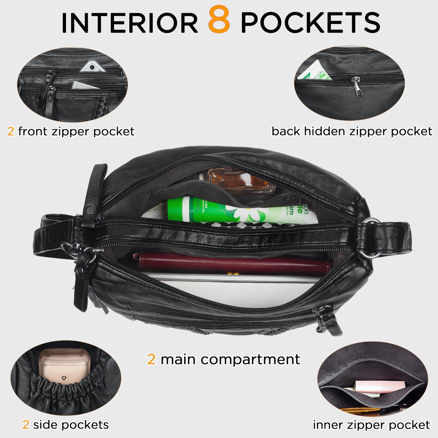 VOLGANIK ROCK Crossbody Bag for Women with Tassel Ladies Soft PU leather Purses and Handbag Pocketbooks