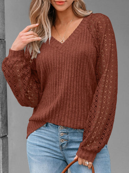 AUTOMET Women Long Sleeve Shirts Fall Lace Tops 2025 Fashion V Neck Sweaters Dressy Casual Winter Tunic Blouse Trendy Outfit