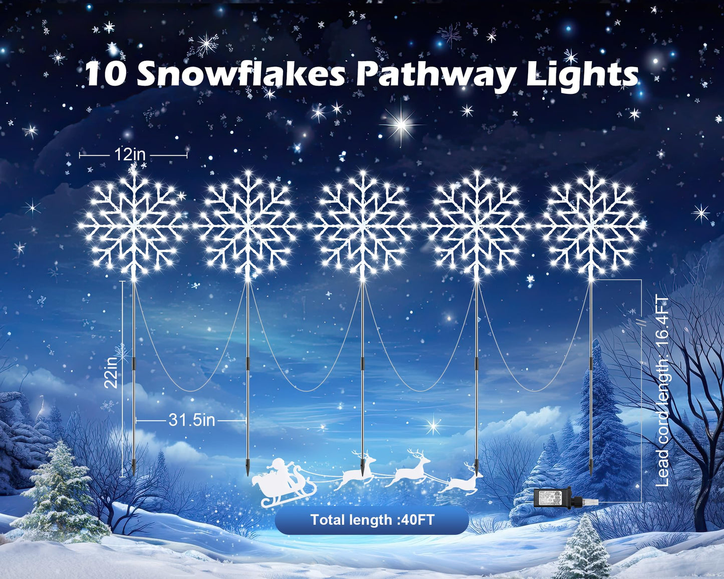 Brightown Snowflake Christmas Pathway Lights Outdoor Christmas Decorations Yard Sidewalk Walkway Driveway Marker Stake, Warm White and Pure White