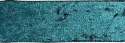 MEEDEE Teal Velvet Ribbon - 2.5 Inch Wired Velvet Crushed Teal Blue Christmas Ribbon, 10 Yards for Tree Decoration, Wreath Supplies, Crafts Bow Making