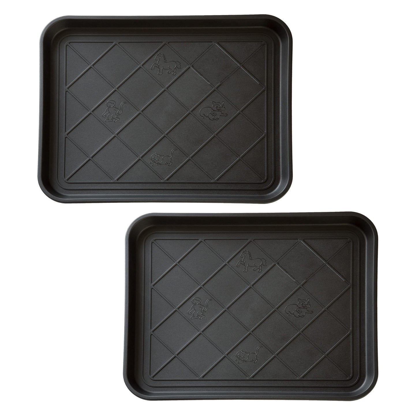 All-Weather Boot Tray - Water-Resistant Plastic Mud Pan, Pet Food Tray, and Outdoor or Indoor Shoe Mat for Entryway by Stalwart (Black)