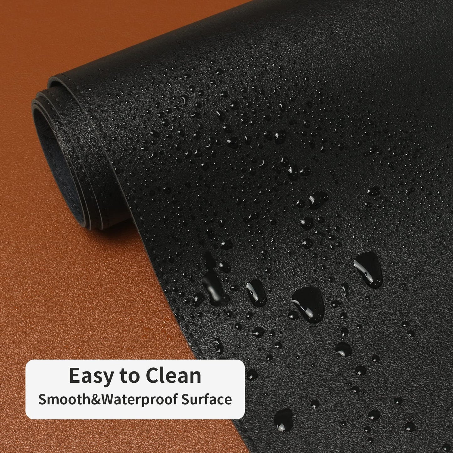 Leather Desk Pad,Wolaile 36x17 inch Large Mouse Pad,Waterproof Non-Slip Writing Desk Blotter,Computer Mat Desktop Protector for Office Home,Black